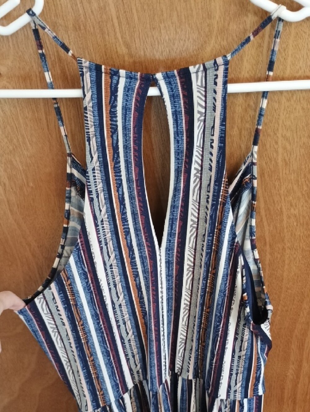 BCBGeneration Navy Multicolor Striped Midi Skirt Dress - Picture 7 of 9